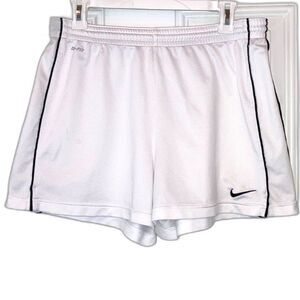 NIKE Dri-FIT Sport Workout White with Black Logo Shorts Womens Large